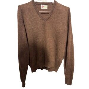 Vintage Kings Road Brown XL pullover v-neck sweater Zefran Acrylic